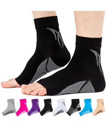 Buttons & Pleats Ankle Brace Compression Sleeve Plantar Fasciitis Socks with Foot Arch Support Relieves Achilles Tendonitis  Joint Pain & Heel Pain Relief 1143-Black Large (Pack of 1)