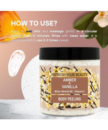 Warm Vanilla & Amber Body Scrub - Soft Peeling with Almond Oil & Vitamin E | 16.9 fl. oz - International Shipping Available - Buy Online on GoSupps.com