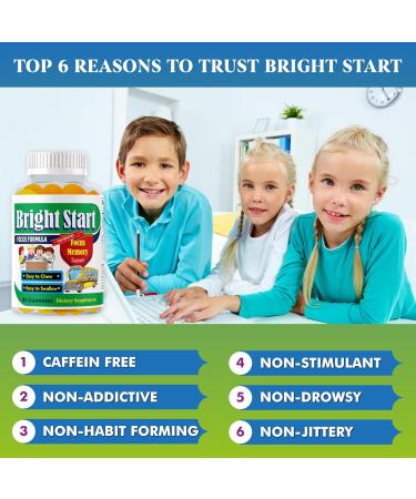 BrightStart Focus Gummies for Kids with Omega 3 EPA DHA Brain Vitamins Supports Focus Memory & Attention for Children & Teens | Non-GMO Chewable Supplement 60 Gummies - Buy Online on GoSupps.com