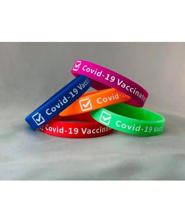 Covid-19 Vaccination Silicone Wristband (White Lettering) - Pack of 5 - Buy Online on GoSupps.com