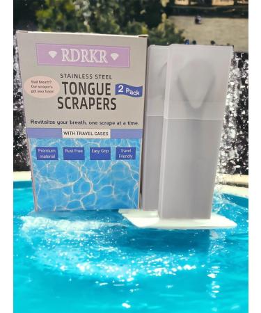 Buy Stainless Steel Tongue Scraper 2-Pack | Tongue Brush for Adults | Optimal Oral Health & Hygiene | Travel Cases Included - Buy Online on GoSupps.com