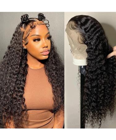 BeautyGrace Deep Wave Lace Front Wigs Human Hair 24Inch Brazilian Virgin 13x4 Lace Front Wigs Human Hair Brazilian Virgin Human Hair Wigs for Fashion Women Natural Color(24Inch) 24 Inch