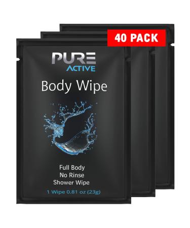 Shower Body Wipes, 40 Individually Wrapped Personal Hygiene Body Wipes for Women and Men, Keep Clean After Gym Travel Camping Outdoors Sports 1 Count (Pack of 40)
