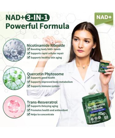 Yolopim NAD Supplements for Women and Men, Liposomal Nicotinamide Riboside 900mg, NAD Resveratrol Supplement, Quercetin, High Purity NAD+ Supplement for Anti-Aging, Energy-80 Capsules - Buy Online on GoSupps.com