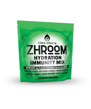 Hydration Immunity Mix (Lime Cherry) - 3.8 Oz (Pack of 10) - Organic Functional Mushroom Blend