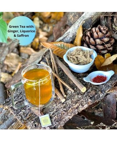 Ginger Green Tea Bags with Liquorice & Greek Saffron | Luxury Herbal Tea | Cleanse Tea | Detox Tea | Digestion Tea | Antioxidant Tea | Immunity Booster Tea | Gluten free | 10 Tea Bags | Krocus Kozanis - Buy Online on GoSupps.com