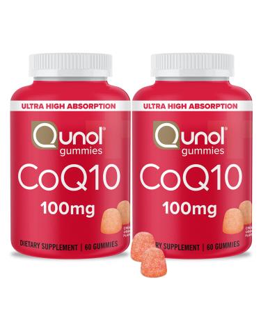 CoQ10 Gummies, Qunol CoQ10 100mg, Delicious Gummy Supplements, Helps Support Heart Health, Vegan, Gluten Free, Ultra High Absorption, 2 Month Supply (60 Count, Pack of 2) CoQ10 60 Count (Pack of 2)