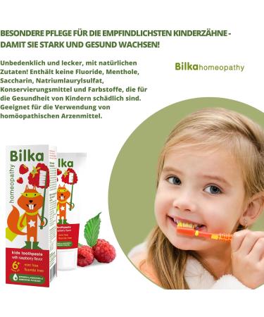 Bilka Homeopathy Children's Toothpaste 6+ Years - Fluoride-Free Menthol-Free Paraben-Free - Raspberry Flavor for Strong & Healthy Teeth - 50 ml - Buy Online on GoSupps.com