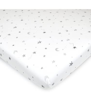 2 Pack American Baby Company 100% Natural Cotton Jersey Knit Fitted Playard Sheet | Grey Stars & Zigzag | Soft & Breathable | for Boys & Girls - Buy Online on GoSupps.com