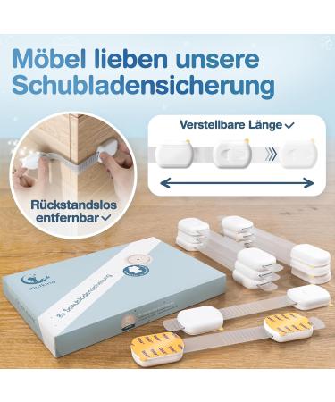 Mutkind Child Locking Cabinet - 8-Piece Safety Set with Tesa Glue | Adjustable Drawer Protection for Cupboards Refrigerators & Doors | Child Safety Solutions - Buy Online on GoSupps.com