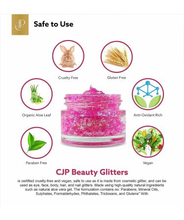 CJP Beauty Holographic Glitter Gel - Self-Adhesive & Quick-Dry Body Glitter - 92% Aloe Vera - For Body, Hair, Face, Eyes - 14g/0.49oz - Barby Mood - Buy Online on GoSupps.com