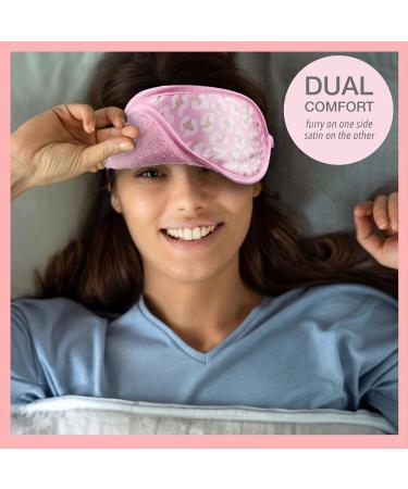 Forever 21 Sleep Mask - Dual Sided Comfort | Pink Leopard Print | Furry & Satin | Ultimate Rest & Rejuvenation - Shop Internationally - Buy Online on GoSupps.com