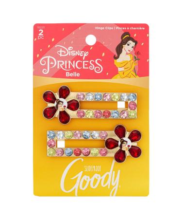 GOODY Hinge Jewel Clip - Disney Princess Belle - Slideproof Rhinestone Hair Accessories for Men Women Boys & Girls - Style With Ease & Keep Your Hair Secured - All Hair Types
