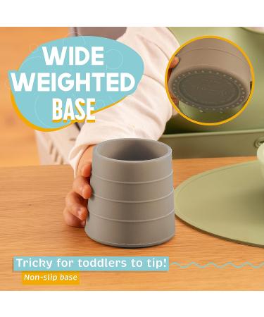 UpwardBaby Silicone Cups 2pc Set - Transition Baby Open Cup, Spill-Proof Toddler Cups for Baby Led Weaning, Dishwasher Safe - Gray - Buy Online on GoSupps.com