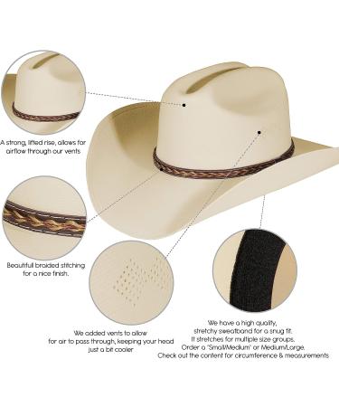 Enimay Western Cowboy Cowgirl Hat | Pinch Front Wide Brim Style | Large-X-Large | Classic Sand - Buy Online on GoSupps.com
