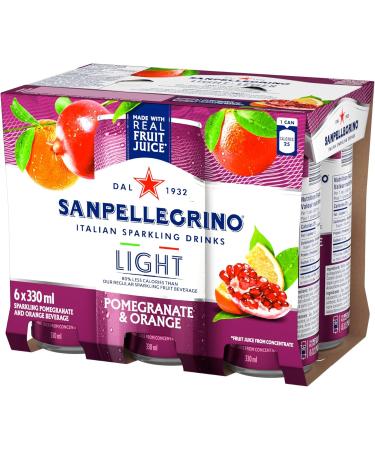 SAN PELLEGRINO Light Pomegranate & Orange Sparkling Fruit Beverage 25 Calories Per Serving Made With Real Fruit Juice (From Concentrate) Bold And Flavourful Crafted in Italy 24 Cans - Buy Online on GoSupps.com