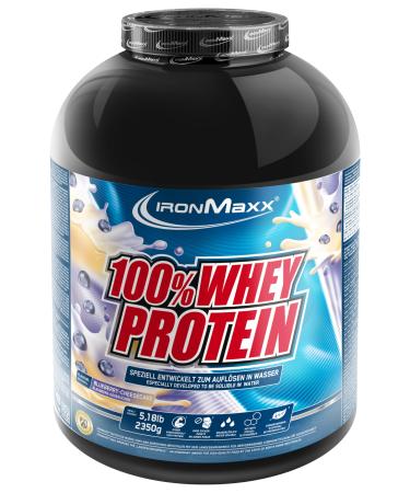 Ironmaxx 100% whey protein powder - blueberry cheesecake 2.35kg can |Suck -reduced water -soluble protein powder from whey protein |Many different flavors blueberry cheesecake 2.35kg can