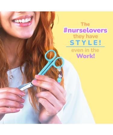 Nurse Love Nursing Scissors | Bandage Scissors for First Aid & Vet Students | Stainless Steel Cyan Scissors with Sharp Blades & Round Tip - Buy Online on GoSupps.com