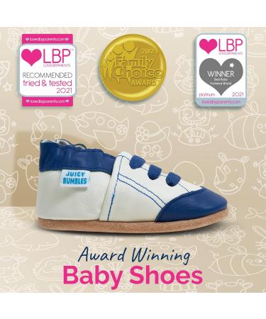 Soft Sole Leather Baby Walking Shoes 2-3 Years | White and Blue Trainers - Buy Online on GoSupps.com