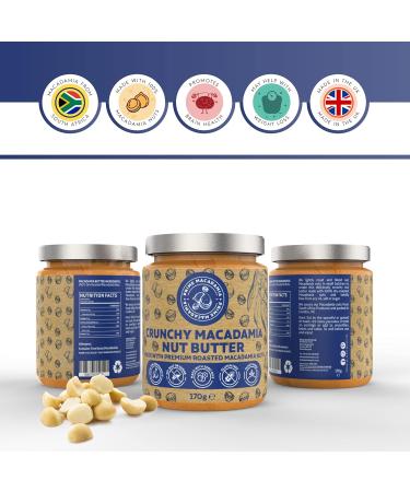 Prime Earth - Crunchy Macadamia Nut Butter - 170g - Made with Macadamia Nuts - Zero Oil Salt & Sugar - Coeliac Keto Paleo & Vegan Friendly - Made in the UK - Buy Online on GoSupps.com