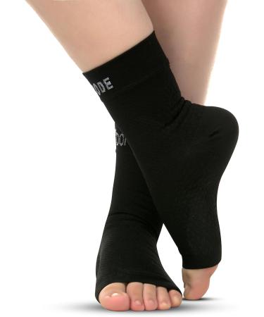 Plantar Fasciitis Foot Sleeves - Compression Socks for Pain Relief & Support | Unisex Black Sizes L & M - Buy Online on GoSupps.com