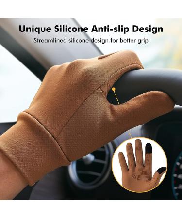 FREETOO Lightweight Running Gloves 2023 | Touchscreen Winter Gloves for Men Women | Cold Weather Warm Gloves for Driving Cycling | Brown Medium - Buy Online on GoSupps.com