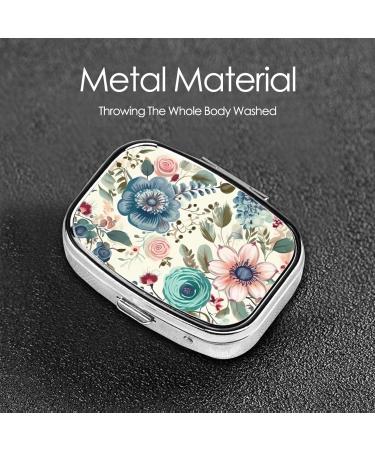 Modern Bohemia Flower Printed Square Pill Box - Portable Travel Medicine Organizer for Easy Medication Management - Buy Online on GoSupps.com