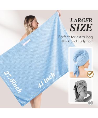 Sucedul Large Microfiber Hair Towel Wrap 2 Pack - Super Absorbent & Anti-Frizz Hair Drying Towel for Long Thick Curly Hair - Fast Drying Hair Turbans - Super Soft Towels in Blue and Pink - Buy Online on GoSupps.com