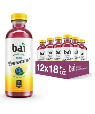 Bai Flavored Water, Burundi Blueberry Lemonade, Antioxidant Infused Drinks, 18 Fluid Ounce Bottles, 12 Count Burundi Blueberry Lemonde 18 Fl Oz (Pack of 12)