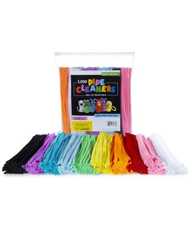zees 1 000 Pipe Cleaners in 10 Assorted Colors Value Pack of Chenille Stems for DIY Arts and Craft Projects and Decorations - 6mm x 12 Inches (1000)