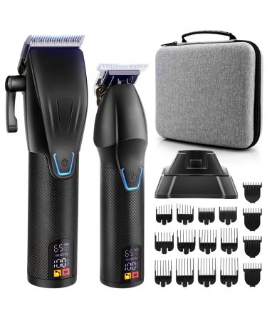 Zesuti Professional Hair Clippers & Trimmer Set for Man with Charging Base,Cordless 4 Adjustable Speeds Hair Clipper,Barber Supplies Clippers for Hair Cutting Mens T-Blade Trimmer Haircut Kit,Black