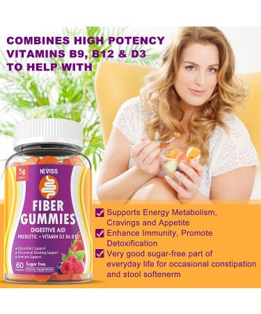 1500mg Sugar-Free Prebiotic Fiber Gummies - 3-in-1 Digestive Support Blend with Psyllium Husk, Inulin - B9, B12, D3 for Health & Regularity - 5G Soluble Fiber - Gut Metabolism - Buy Online on GoSupps.com
