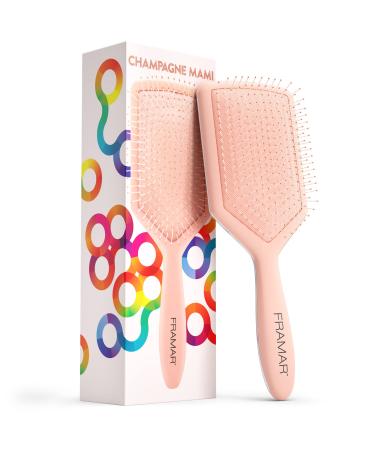 Framar Detangler Brush  Paddle Brush   Elegant Detangling Brush  No more Tangles Hair Brush   Hair Brushes for women  men and children (Champagne)