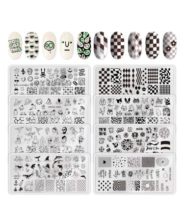 MR.FOX Nail Stamping Plate Set, 8Pcs Nail Art Stamp Kit Templates for Women with Plenty of Images Fashion