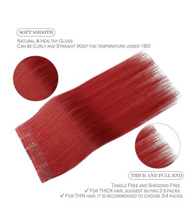 Aison Tape in Hair Extensions 18 Red 100% Remy Human Hair 20pcs 40g/pack - Straight & Thick - Buy Online on GoSupps.com