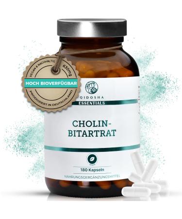 QIDOSHA Cholin Bitartrate capsules highly dose 180 capsules in pharmacists full 630mg choline bitartrate per capsule vegan laboratory test German production