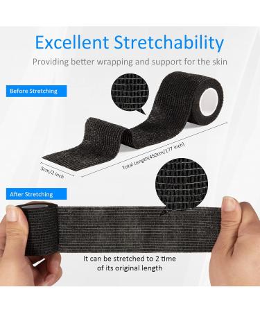 Self-Adhesive Legal Bandage - 5cm x 4.5m | Fixing Cohesive Bandage for First Aid & Sports | 6 Rolls Black - Ideal for Dogs Wrists & Feet - Buy Online on GoSupps.com