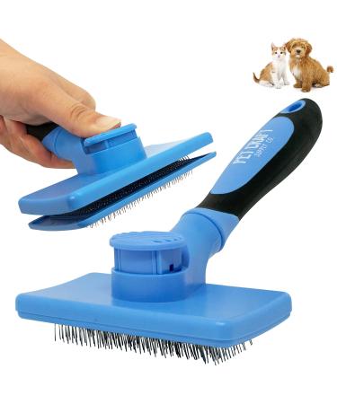 Pet Craft Supply Self Cleaning Grooming Slicker Pet Brush for Cats and Dogs Short Long Haired Fur Small Medium Large Metal Pin Bristle Comb Undercoat DeShedding DeMatting Detangler Puppy Kitten