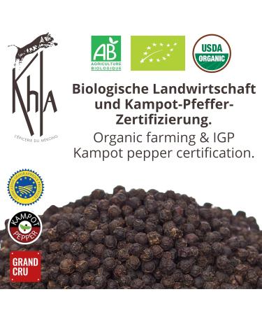 Khla Kampot Black Pepper 200g - Organic Grand Cru Black Peppercorns from Cambodia - Premium Ingredient for Kitchens - Buy Online on GoSupps.com