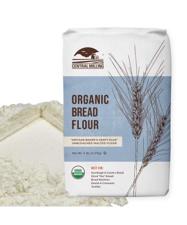100% Organic Bread Flour - Flour for Baking - 5 Pounds Bread Flour 5 Pound (Pack of 1)