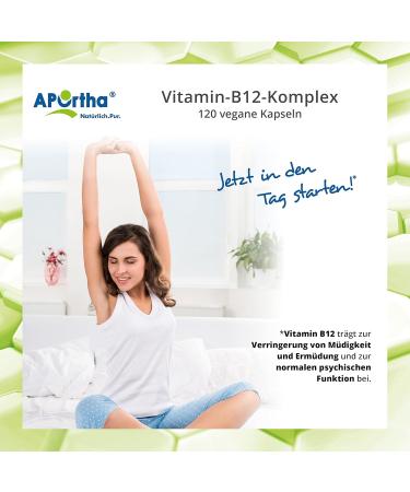 Aportha Vitamin B12 Complex - 120 Vegan Capsules 500 g Bioactive B12 High Dose Allergen-Free Gluten-Free - Best Alternative to Drops & Tablets - Buy Online on GoSupps.com