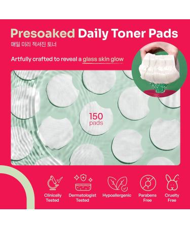 Green Tea Toner Pads - AHA BHA Glycolic Acid Exfoliating Pads for Acne-Prone Skin | 150 XL Hypoallergenic Vegan Pads - Buy Online on GoSupps.com