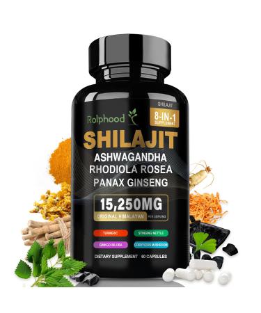 Shilajit Capsules Shilajit for Men & Women with 85+ Trace Minerals 8-in-1 Pure Himalayan Shilajit Supplements for Energy & Endurance Support Stress Less(60 Capsules)