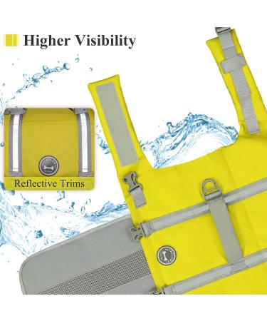 Vivaglory Ripstop Dog Rescue Vest - Small Medium Buoyancy & Visibility for Boats | Yellow-Gray | Size M (53-63cm) - Buy Online on GoSupps.com