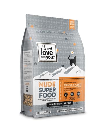 I and love and you Nude Dry Cat Food - Grain Free Limited Ingredient Kibble, 5-Pound Bag (Variety of Flavors) Poultry A Plenty