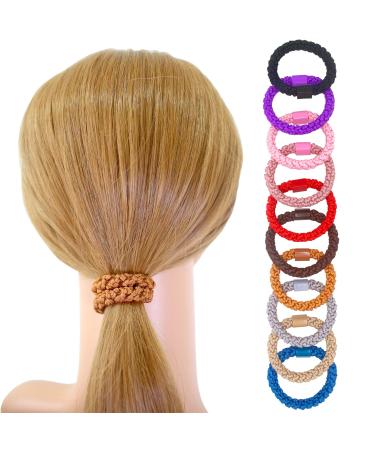 Hollihi Large Elastic Hair Ties - Ponytail Holders for Thick Hair | 20 Neutral Color Braided Ribbons for Women & Girls - Buy Online on GoSupps.com