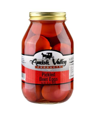 Amish Valley Products Pickled Eggs in Beet Juice Quart Glass Jar (1 Quart Jar - 32 oz) 2 Pound (Pack of 1)