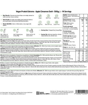 Protein Works - Vegan Protein Extreme | 29g Plant Based Protein | Added Vitamin Blend | 14 Servings | Apple Cinnamon Swirl | 500g Apple & Cinnamon 500g - Buy Online on GoSupps.com