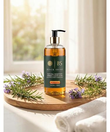 Black Shine BS Natural Rosemary Herbal Liquid Soap Hand Soap Vegan Aromatherapy 13.52 fl oz - Buy Online on GoSupps.com