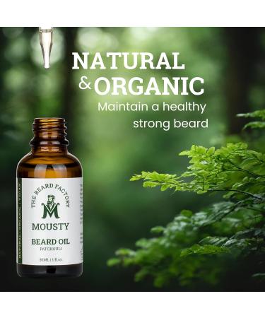 Mousty Beard Oil for Men - All Natural & Organic for Smooth Healthy Facial Hair Growth- Nourishing Formula with Jojoba Argan and Vitamin E Oils - Patchouli - 30ml - Buy Online on GoSupps.com